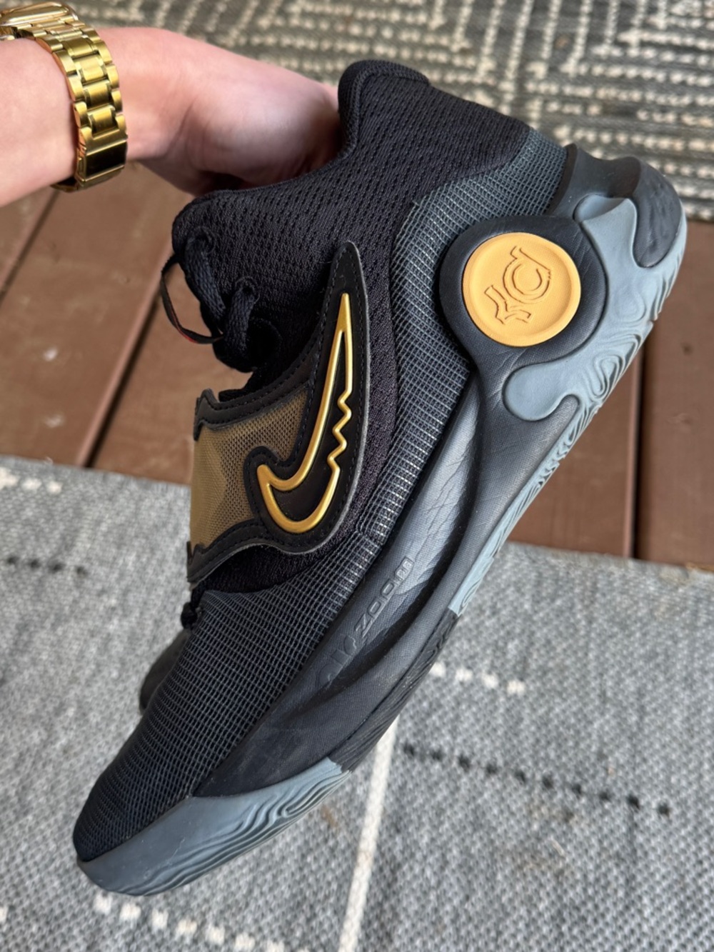 2022 Nike KD Trey 5 X 'Black Metallic Gold' Size Mens 12